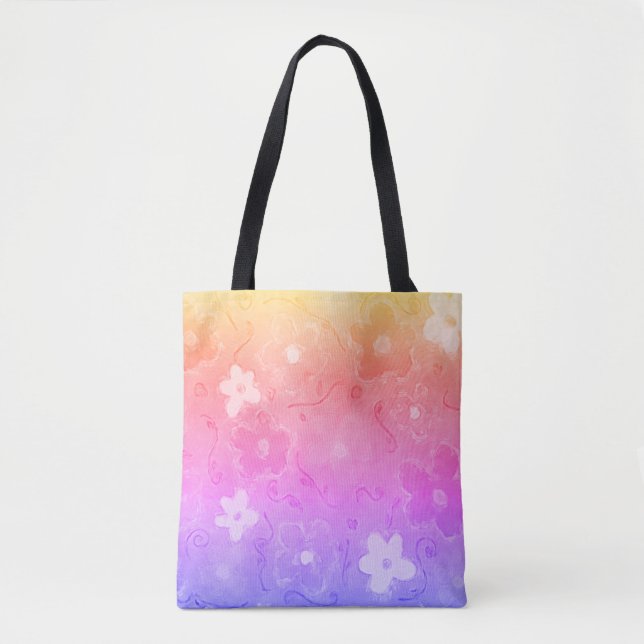 Faded Colourful Flowers  Tote Bag (Front)