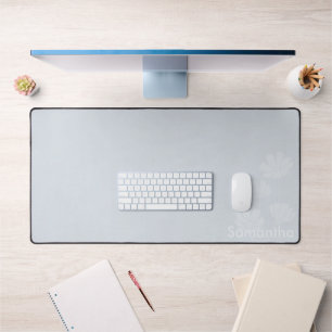 Faded Cosmos Silhouette on Cool Pale Blue and Name Desk Mat