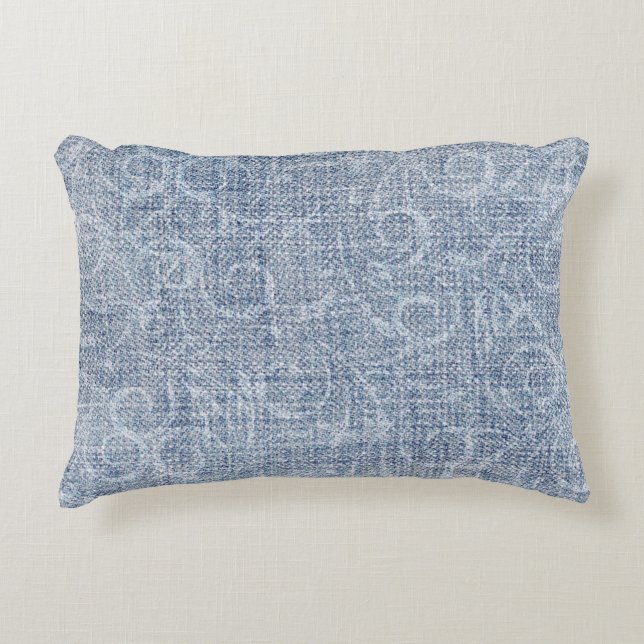 Faded Denim Fabric Decorative Cushion (Front)