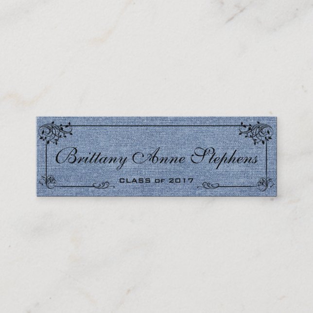 Faded Denim Graduation Name Card Insert (Front)