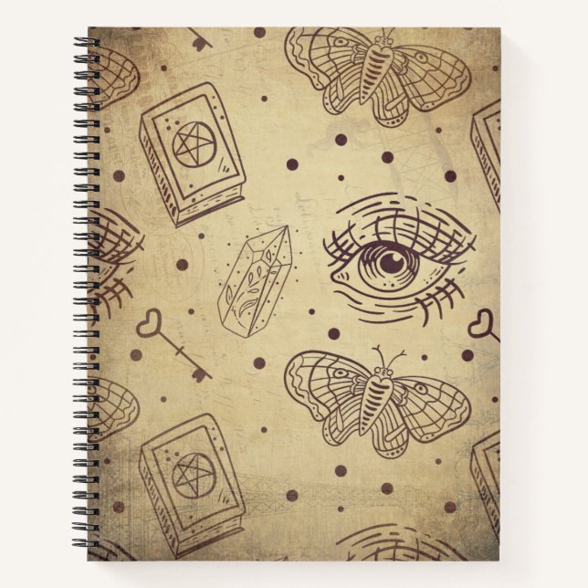 Faded distressed vintage butterfly eye key heart notebook (Front)