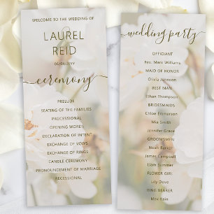 Faded Elegant White Rose Photo Romantic Wedding Programme