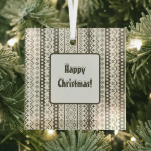 Faded Fair Isle Knit Watercolor Cabincore black Glass Tree Decoration