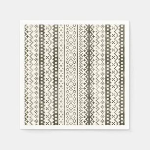 Faded Fair Isle Knit Watercolor Cabincore black Napkin