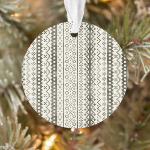 Faded Fair Isle Knit Watercolor Cabincore black Ornament
