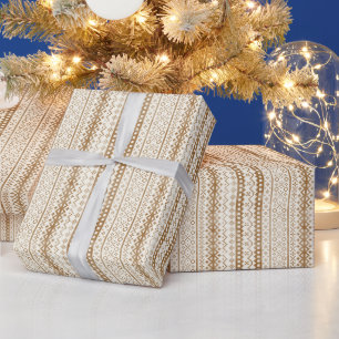 Faded Fair Isle Knit Watercolor Cabincore brown Wrapping Paper