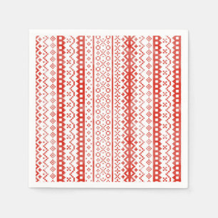 Faded Fair Isle Knit Watercolor Cabincore red Napkin