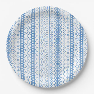 Faded Fair Isle Knitwear Watercolor Cosy Cabincore Paper Plate
