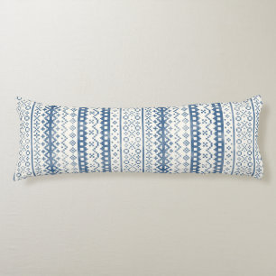 Faded Fair Isle Watercolor Cabincore blue cream Body Cushion