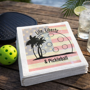 FADED FLAG Life Liberty & Pickleball USA Napkin