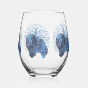 FADED GENES Chow Chow Stemless Wine Glass