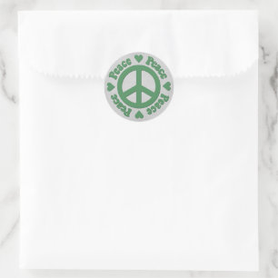 Faded Green Peace Sign with Hearts Sticker