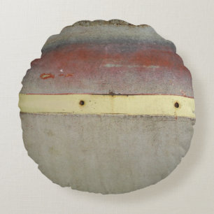 Faded Green, Red, Blue & Yellow rusted Round Cushion