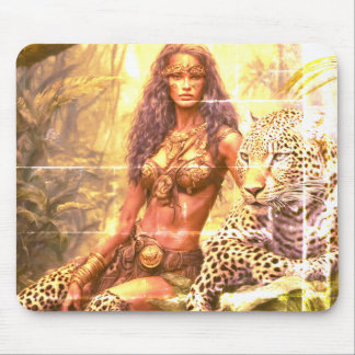 Faded Image Girl + Her Pet Leopard On A Mousepad