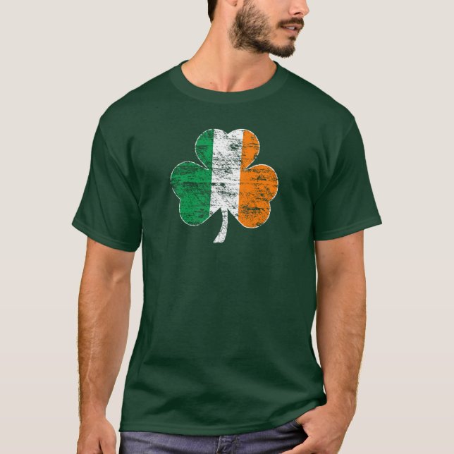 Faded Irish Flag Shamrock T-shirt (green) (Front)