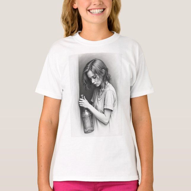 "Faded Joy: The Story of Lost Happiness 🍾" T-Shirt (Front)