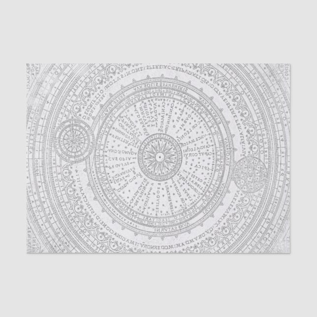 Faded latin text astro chart frame tissue paper (Front)