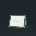 Faded Monogram Chic Green Personal Professional Note Card<br><div class="desc">This design features a bold border with a faded monogram in the background and space for a name/text on the top. Click the customise button if you would like to adjust the design elements and/or further modify the text! Variations of this design, additional colours, as well as coordinating products are...</div>