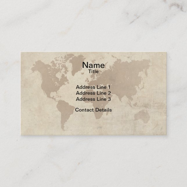 Faded Parchment World Map Business Card (Front)