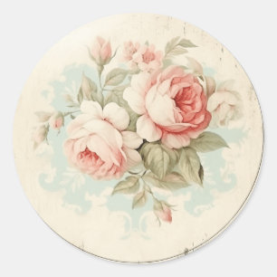Faded Peachy Pink Glory,  Shabby Chic Classic Round Sticker