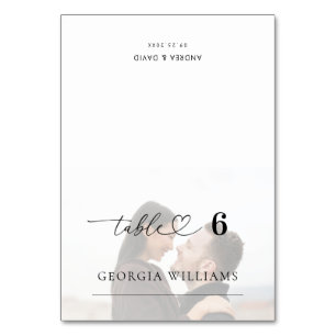 Faded Photo Heart Wedding Editable Guest Name Table Number