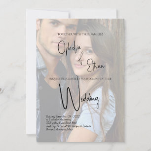 Faded Photo Minimalist Calligraphy wedding Invitation