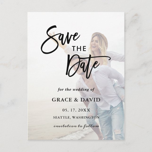 Faded Photo Wedding Save the Date Postcard (Front)