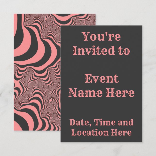Faded Pink Zebra Stripes Invitation (Front/Back)