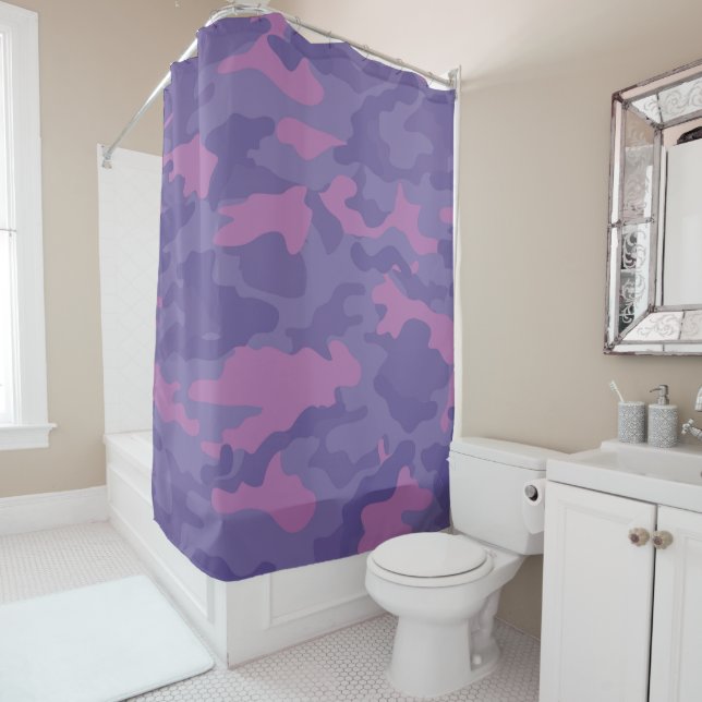 Faded Purple Camo Shower Curtain (In Situ)