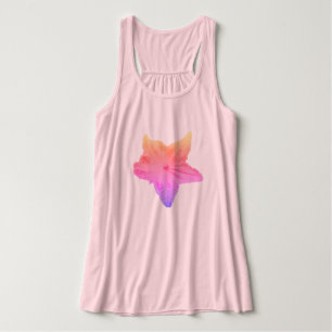 Faded Rainbow Cucumber Flower on a Pink Racerback Singlet