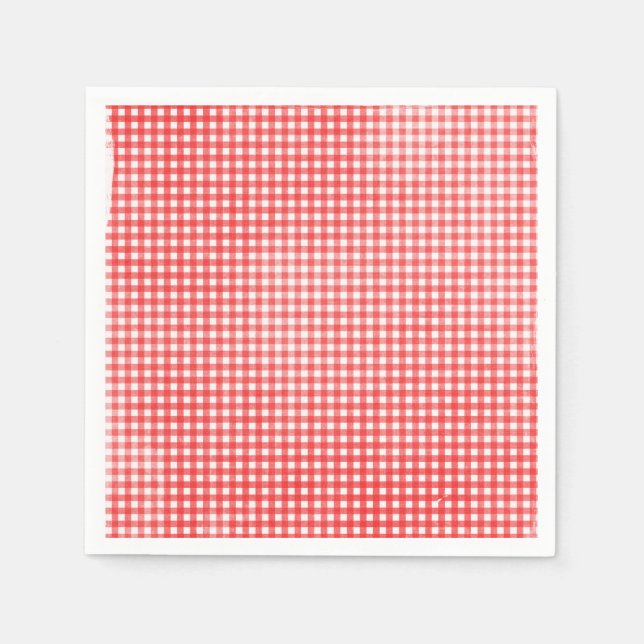faded red and white gingham pattern napkin (Front)