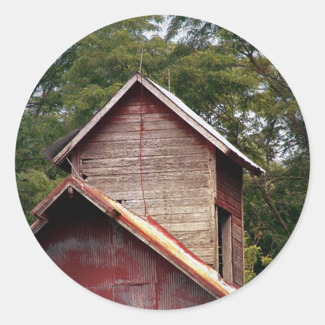 Faded Red Barn Cupola Classic Round Sticker (Front)