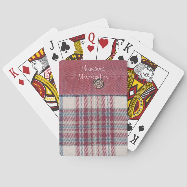 Faded Red Plaid Playing Cards (Back)