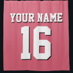 Faded Red White Sports Jersey Team Jersey Shower Curtain<br><div class="desc">Preppy Solid Colour Team Jersey / Sports Jersey / Football Jersey / Rugby Jersey with Custom Name Customise this with your own name or team name and a number. You can change the size, colour and placement of the text if you need to make changes, change the colour of or...</div>