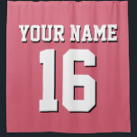 Faded Red White Sports Jersey Team Jersey Shower Curtain<br><div class="desc">Preppy Solid Colour Team Jersey / Sports Jersey / Football Jersey / Rugby Jersey with Custom Name Customise this with your own name or team name and a number. You can change the size, colour and placement of the text if you need to make changes, change the colour of or...</div>
