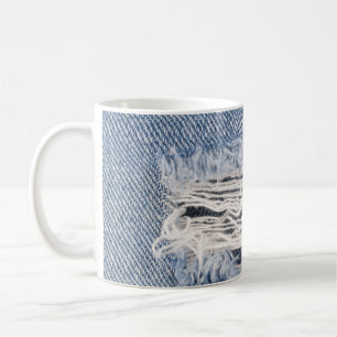 Faded Ripped Jeans Texture Coffee Mug