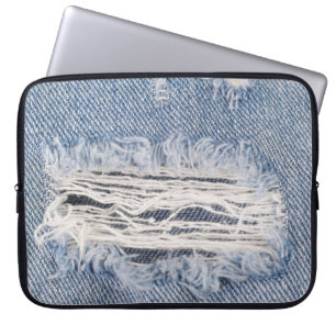 Faded Ripped Jeans Texture Laptop Sleeve