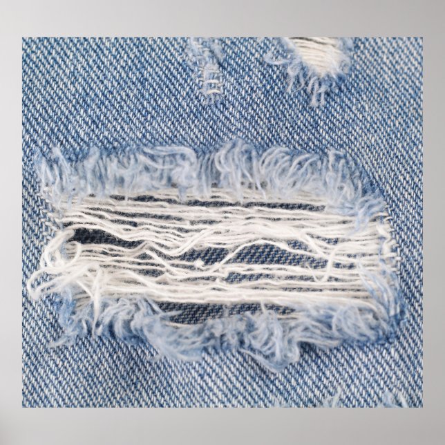 Faded Ripped Jeans Texture Poster (Front)