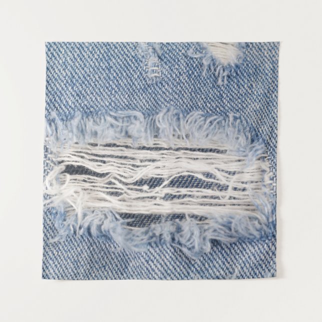 Faded Ripped Jeans Texture Tapestry (Front)