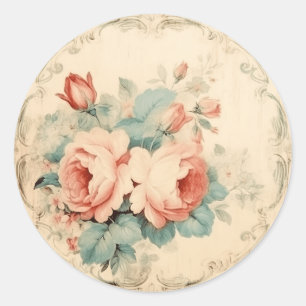 Faded Romance, Shabby Chic Classic Round Sticker