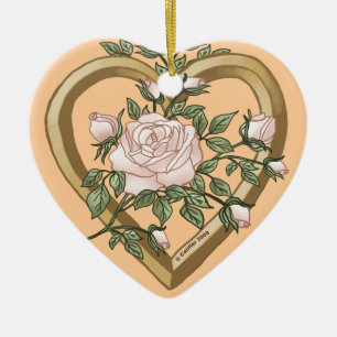 Faded Rose Bevel Heart custom ornaments