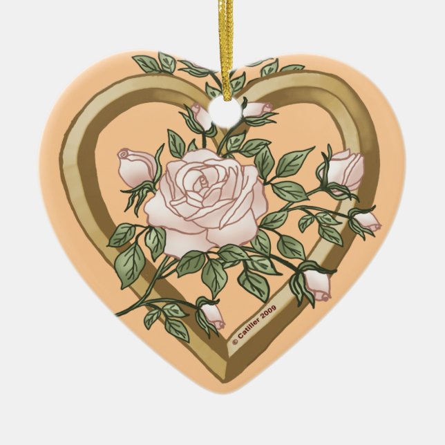Faded Rose Bevel Heart custom ornaments (Front)