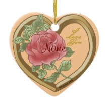 Faded Rose Bevel Heart custom ornaments
