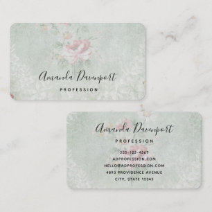 Faded Roses Gray Vintage Design Business Card