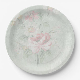 Faded Roses Shabby Vintage Design Paper Plate
