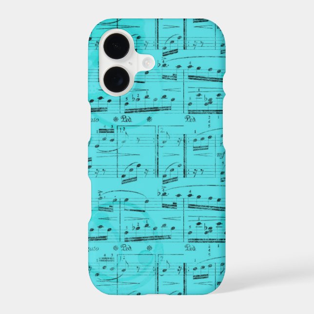 Faded Sheet Music On Turquoise (Back)