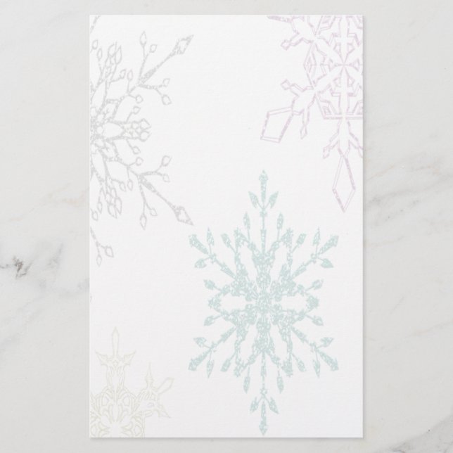 Faded Snowflake Winter Holiday Stationery (Front)