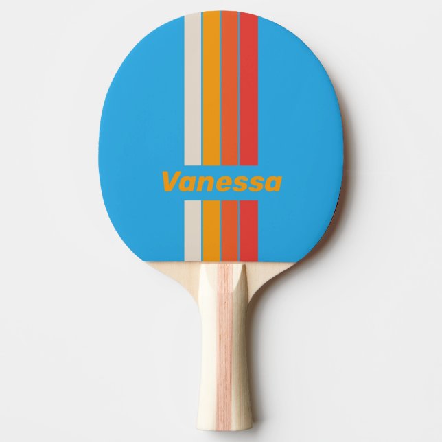 Faded Surf Blue Pin Striped with Name Ping Pong Paddle (Front)