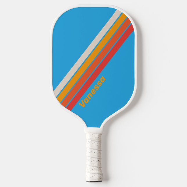Faded Surf Blue Striped with Name Pickleball Paddle (Front)
