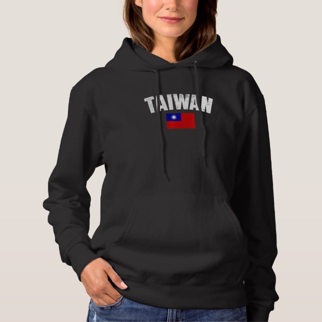 Faded Taiwanese Flag Distressed Flag Of Taiwan Ret Hoodie (Front)